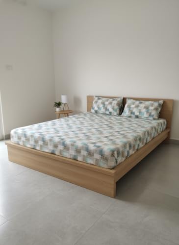 Loomweft | Bedsheets | Cotton | Double | 90x100 inch | Quilted Pillows | Double