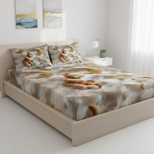Loomweft | Bedsheets for bedroom | Glace Cotton | King | 108x108 inch | 7D | Pre