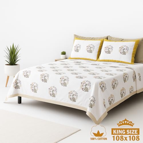 Loomweft | Bedsheets | Cotton | King | 108x108 inch | 100% cotton | Modern Jaipu