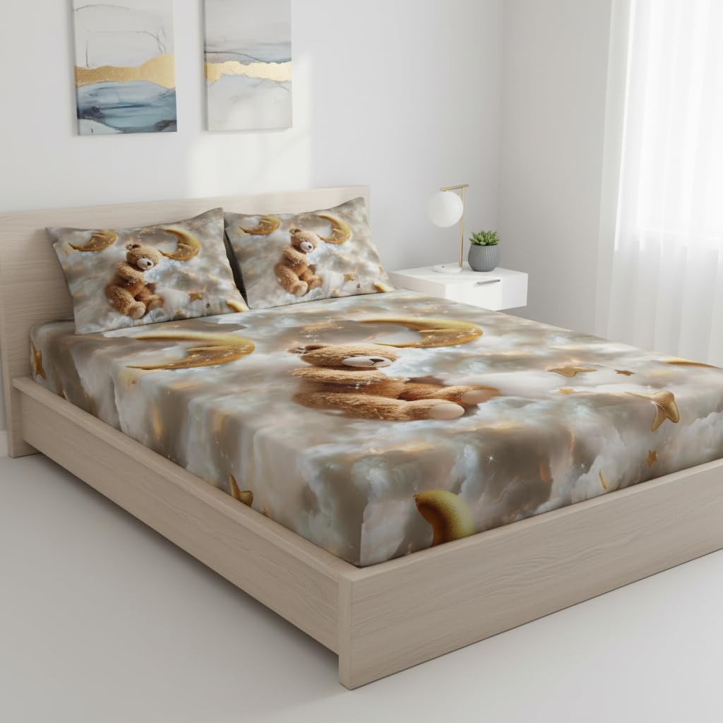 Loomweft | Bedsheets for bedroom | Glace Cotton | King | 108x108 inch | 7D | Pre