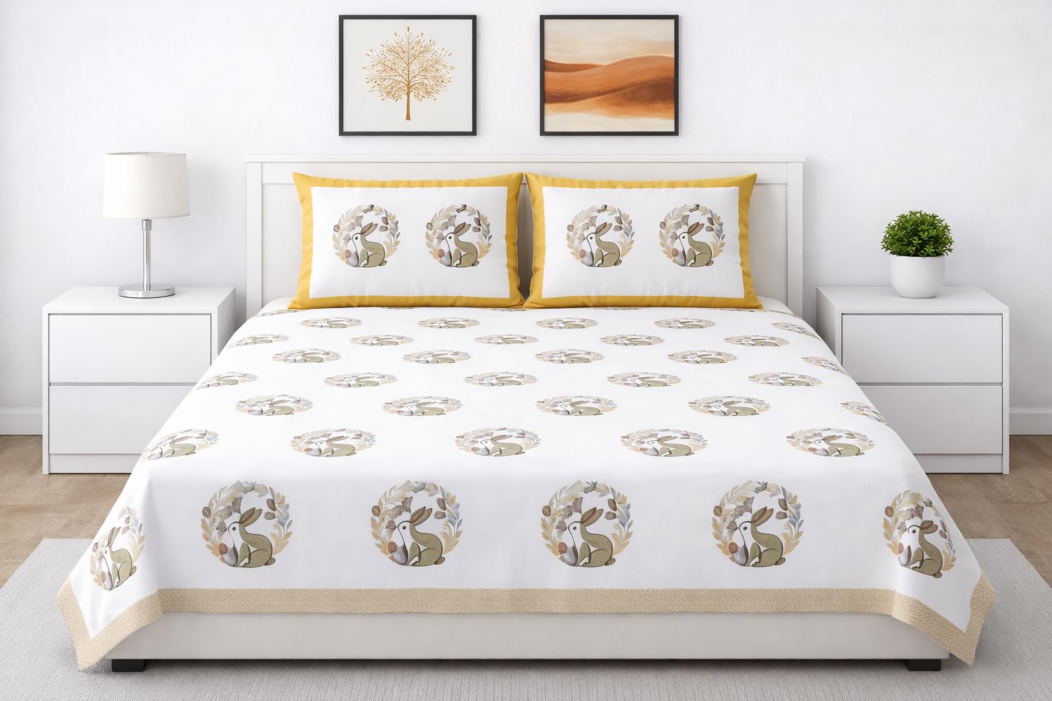 Loomweft | Bedsheets | Cotton | King | 108x108 inch | 100% cotton | Modern Jaipu