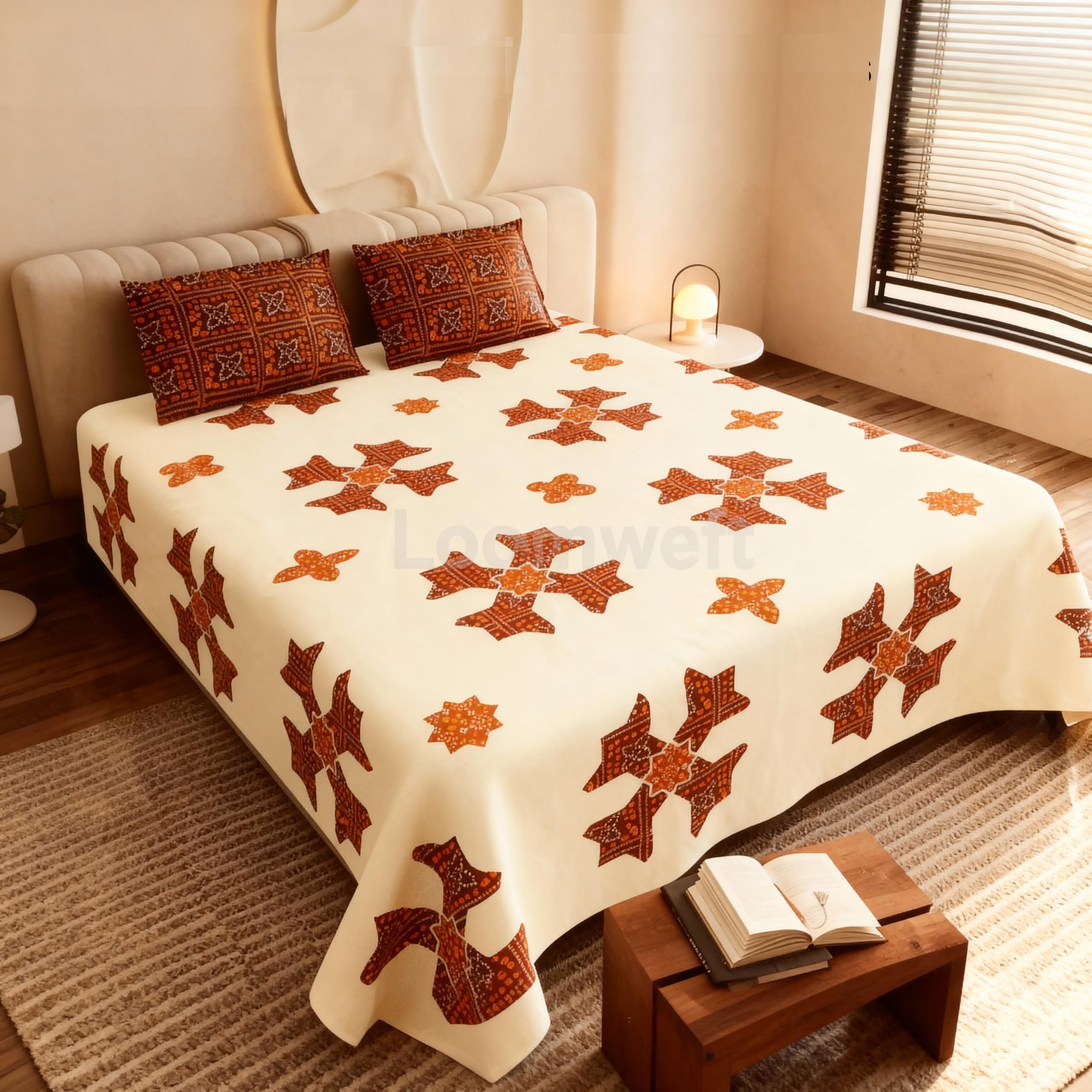 Loomweft | Bedsheets | Cotton | King | 108x108 inch | 100% cotton | Modern Jaipu