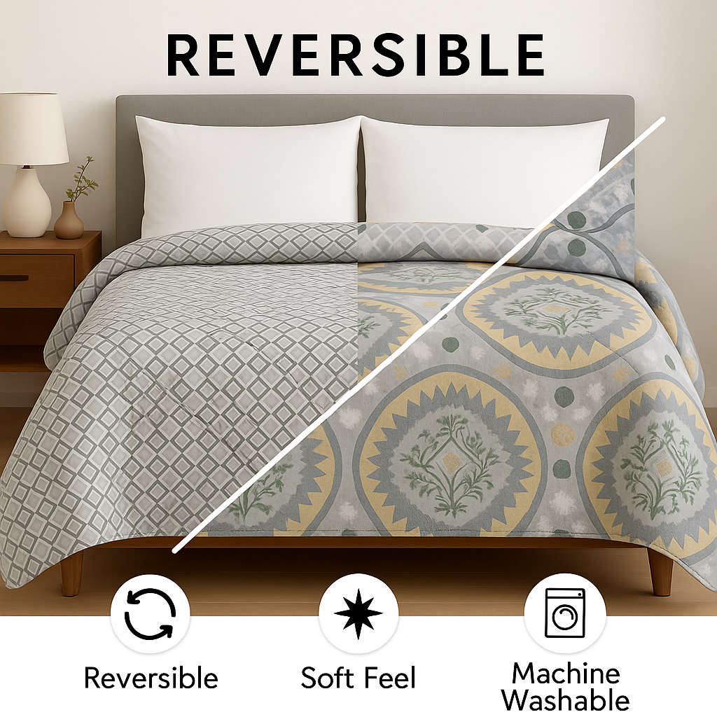 Premium Reversible Comforter | Soft, Lightweight & All-Season Quilt for Double | Geomatrical