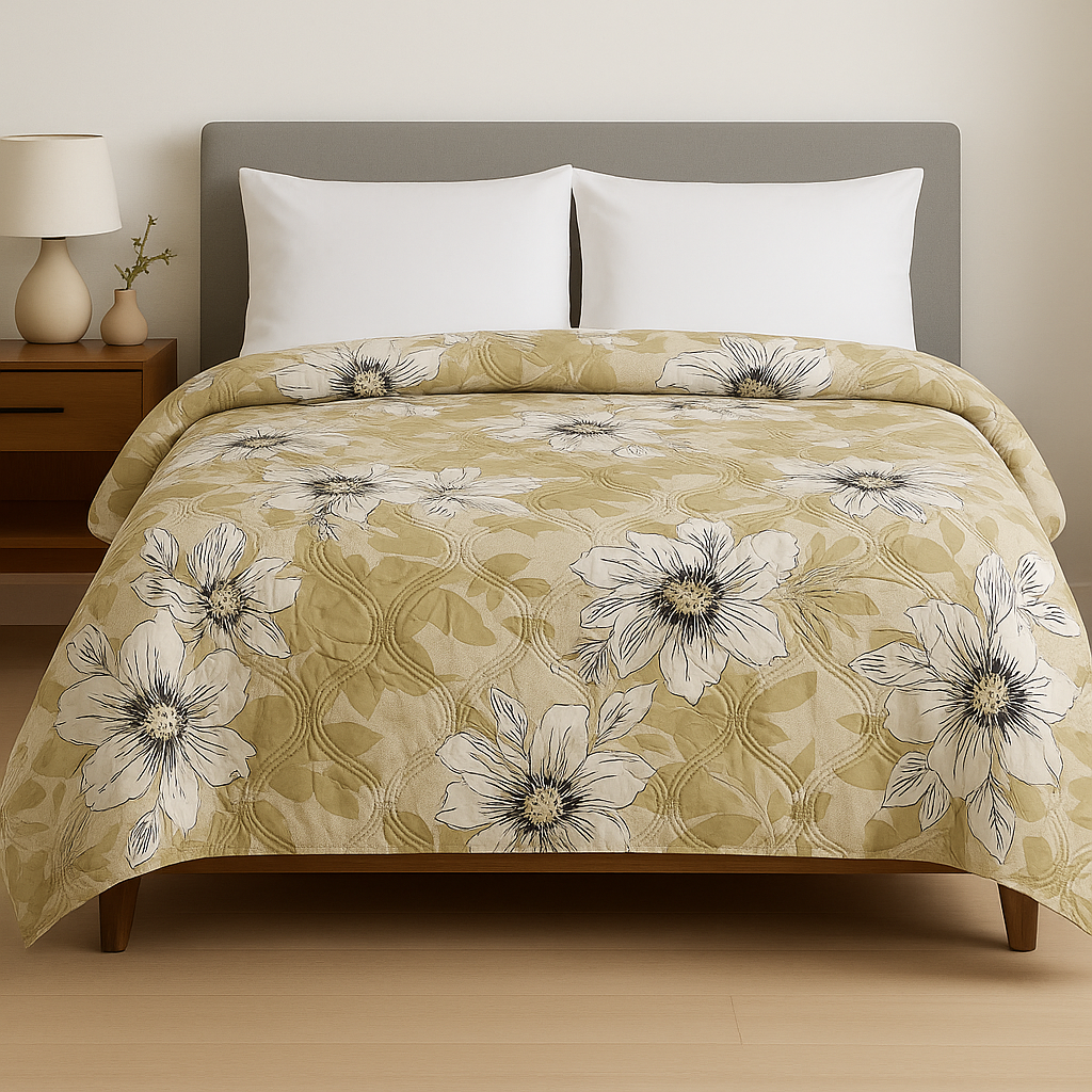 Premium Reversible Comforter | Soft, Lightweight & All-Season Quilt for Double | Yellow Floral