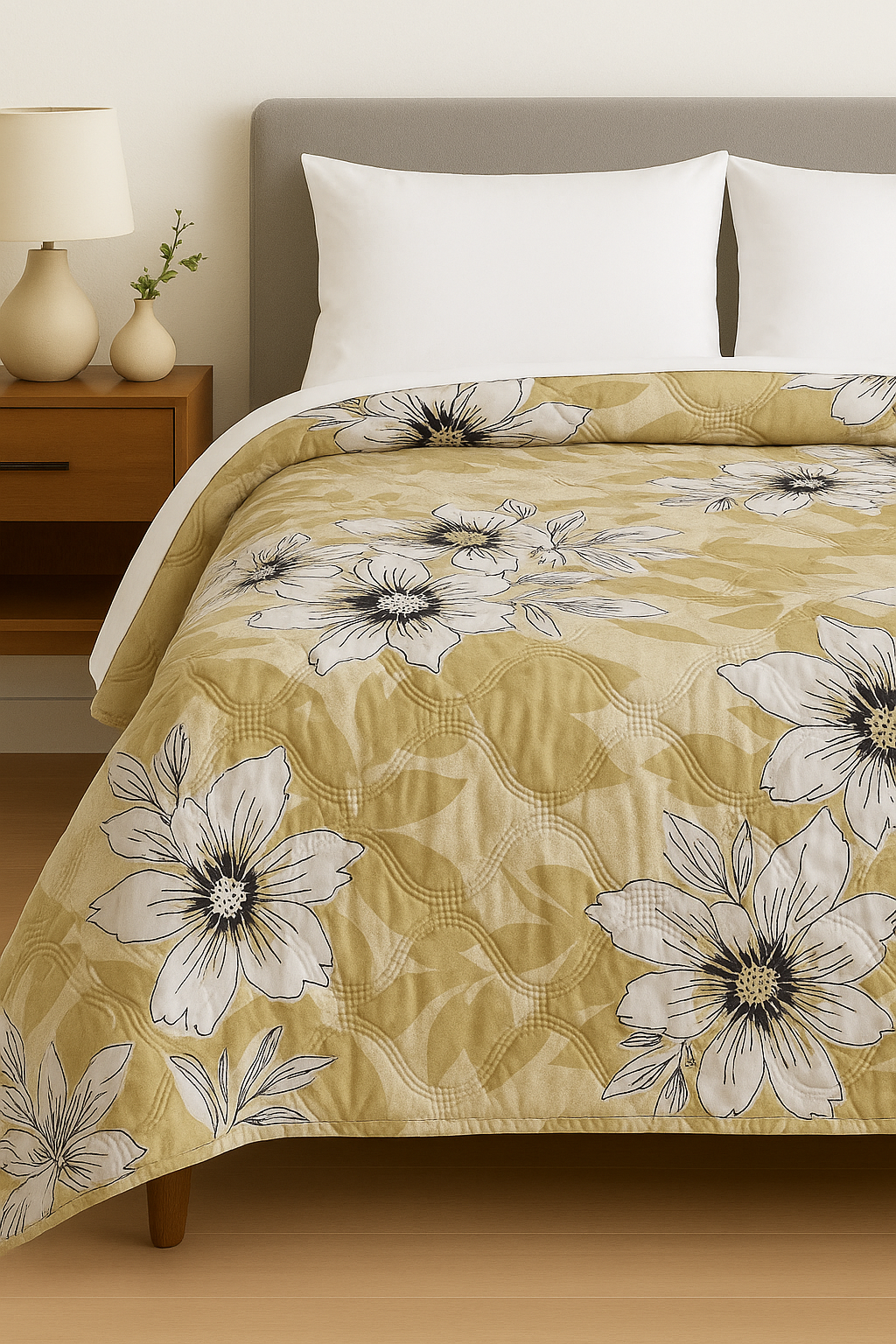 Premium Reversible Comforter | Soft, Lightweight & All-Season Quilt for Double | Yellow Floral