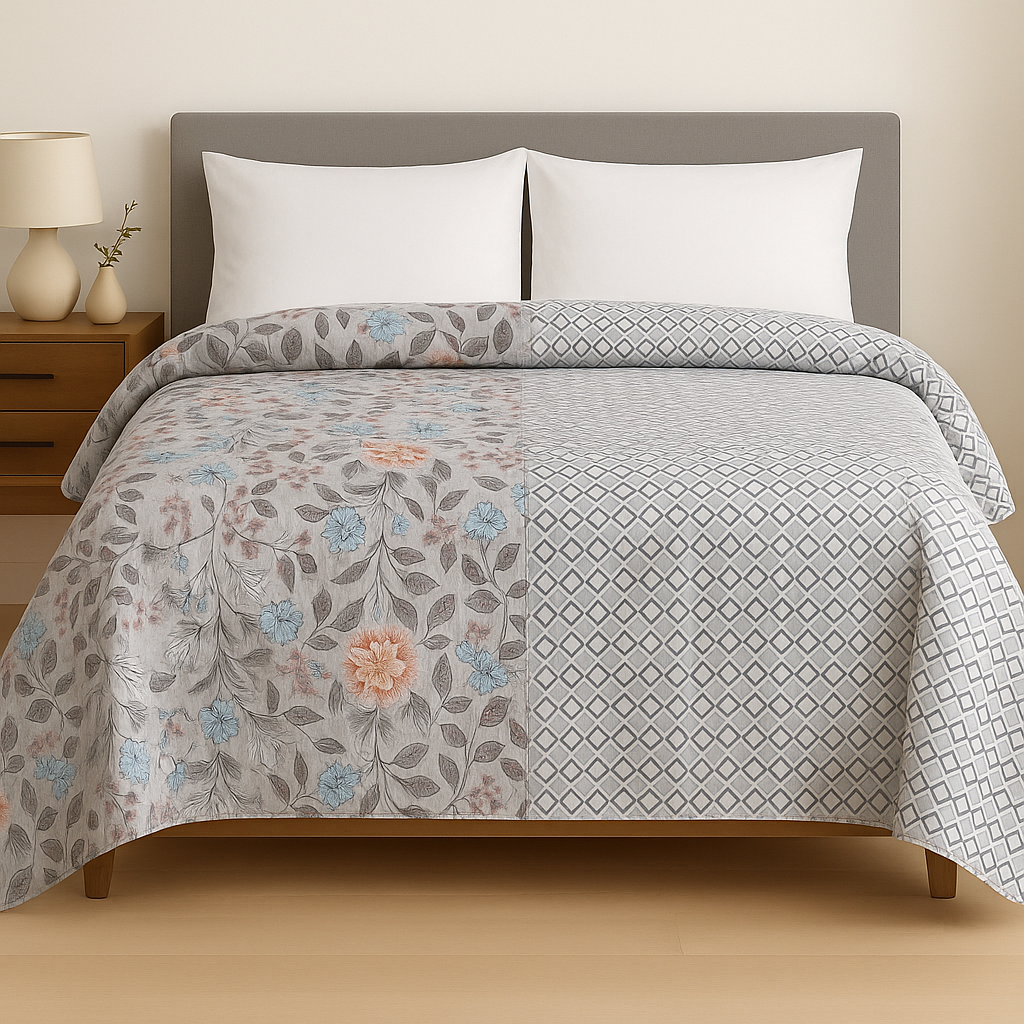 Premium Reversible Comforter | Soft, Lightweight & All-Season Quilt for Double | Warm Floral
