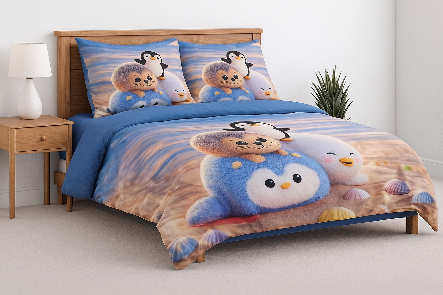 King Size Bed | 7D bedsheets | Glace Cotton | Birds