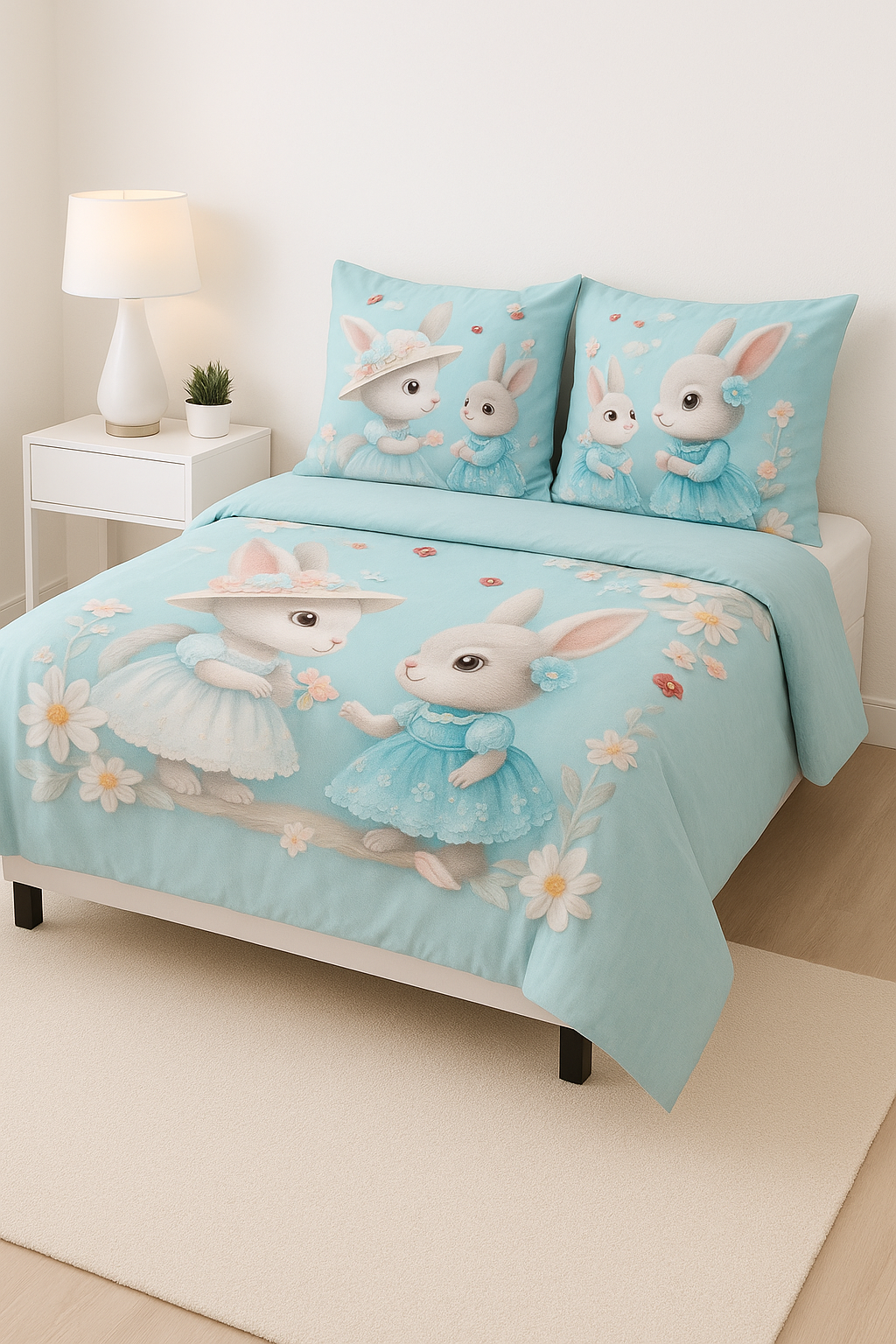 King Size Bed | 7D bedsheets | Glace Cotton | Squirrel (Green)