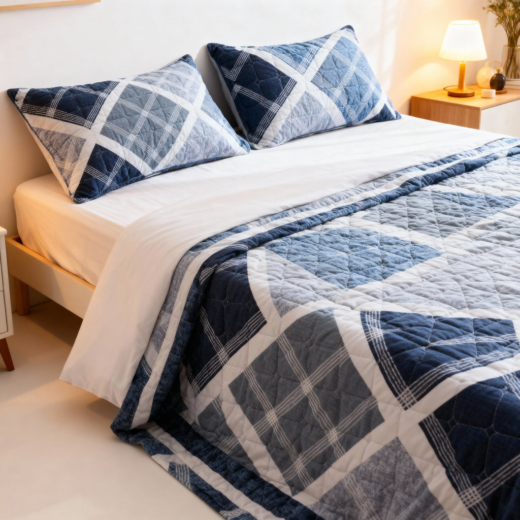 Double Bed | Quilted Pillows | Cotton - Shopurneeds