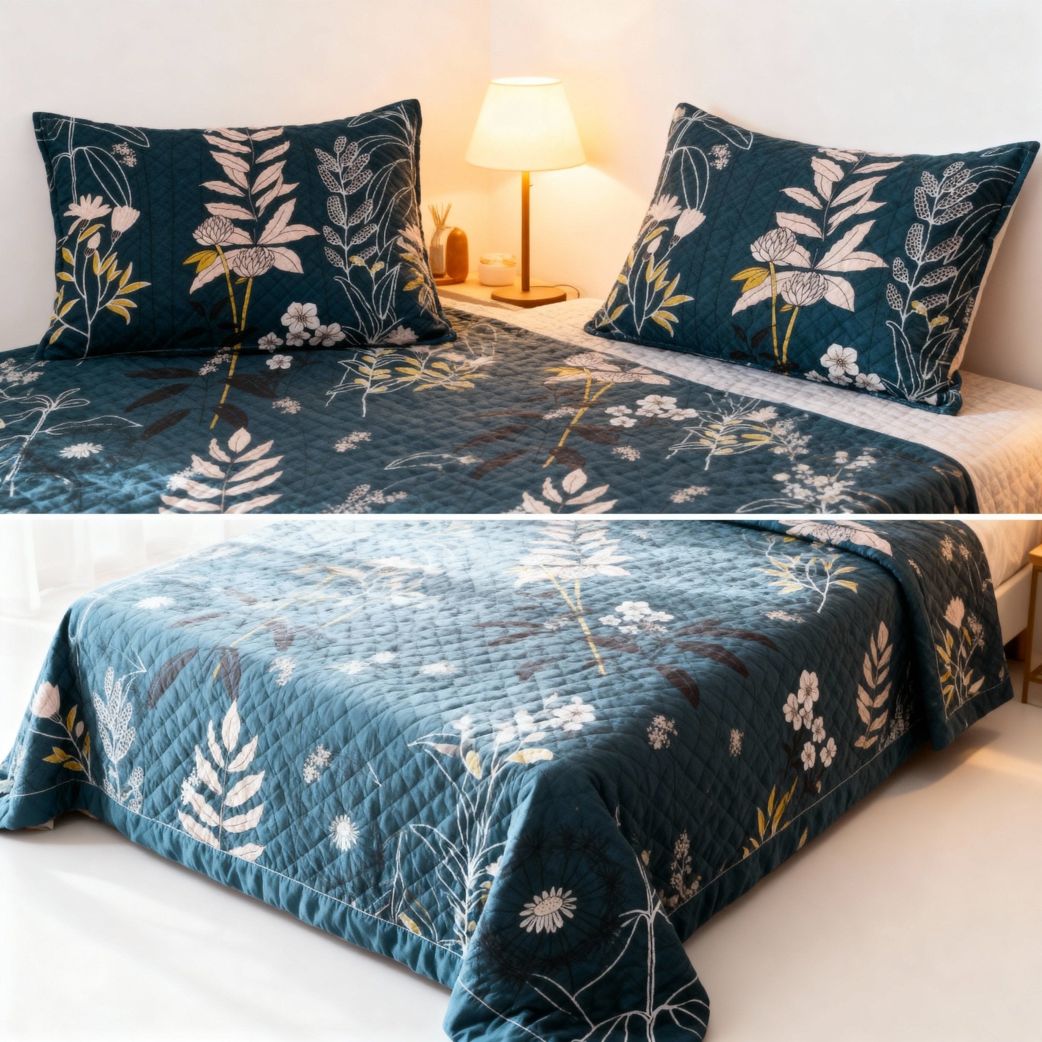 Double Bed | Quilted Pillows | Cotton - Shopurneeds