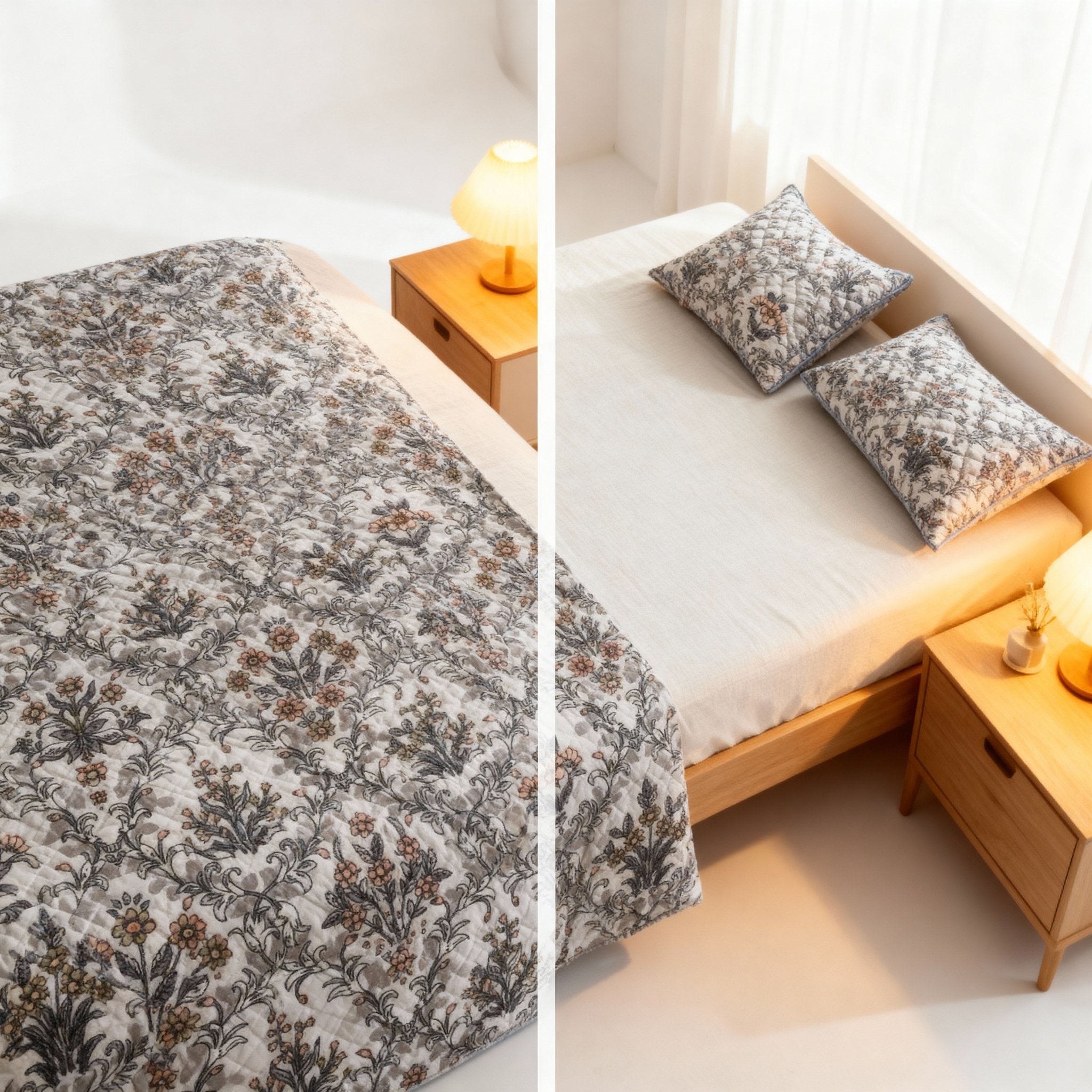 Double Bed | Quilted Pillows | Cotton - Shopurneeds