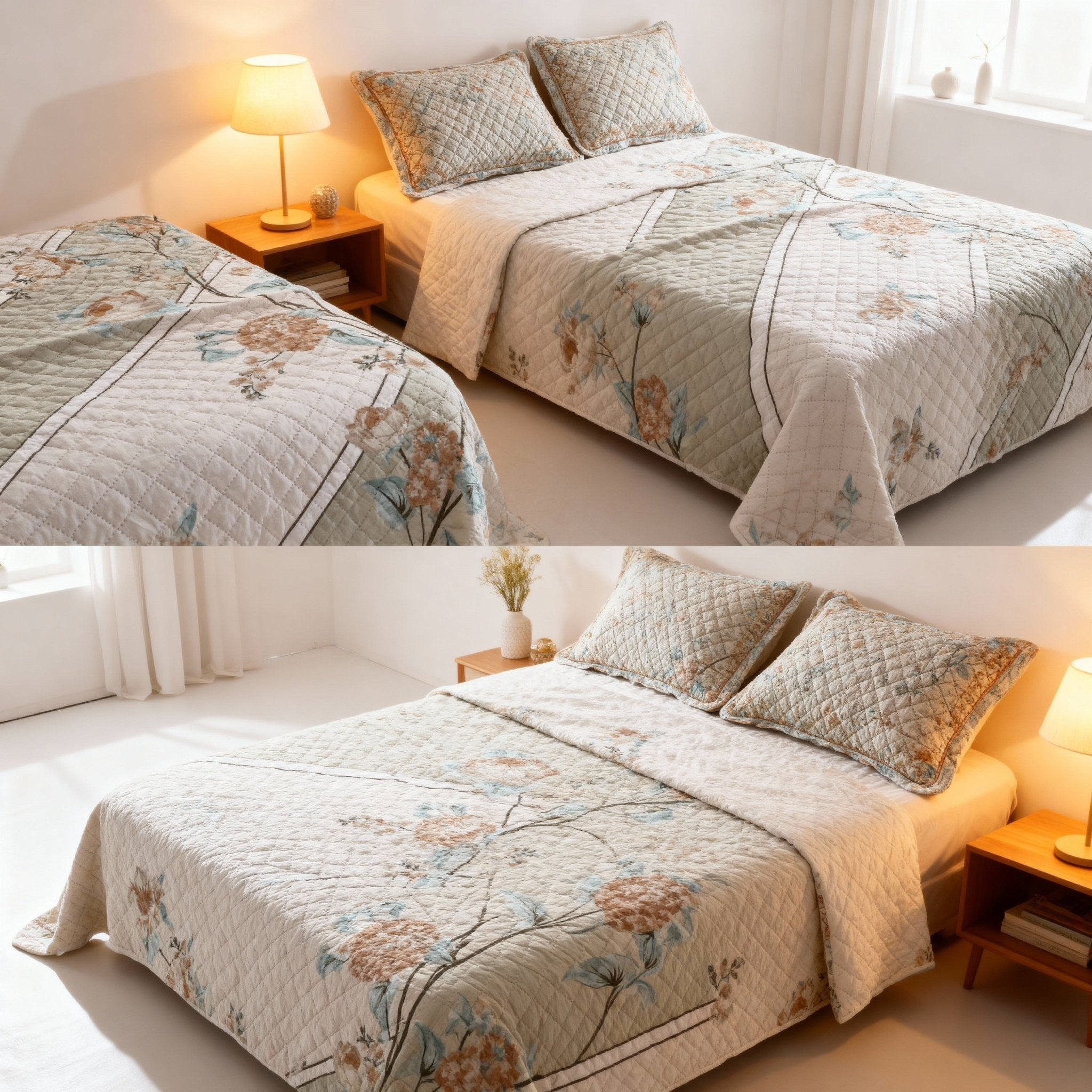 Double Bed | Quilted Pillows | Cotton - Shopurneeds