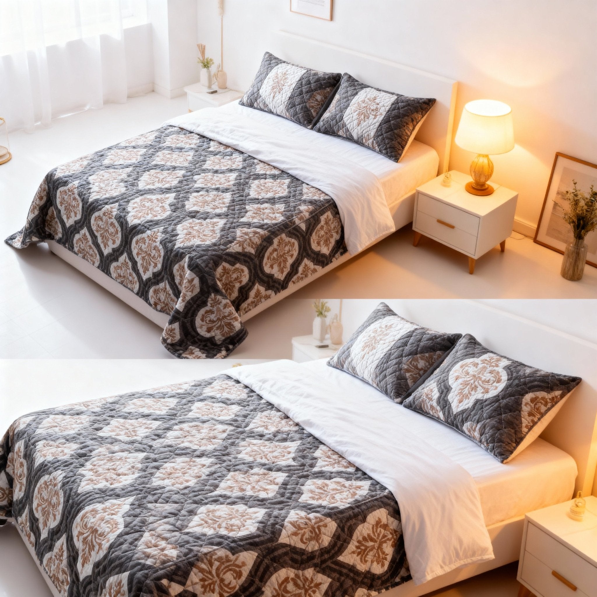 Double Bed | Quilted Pillows | Cotton - Shopurneeds