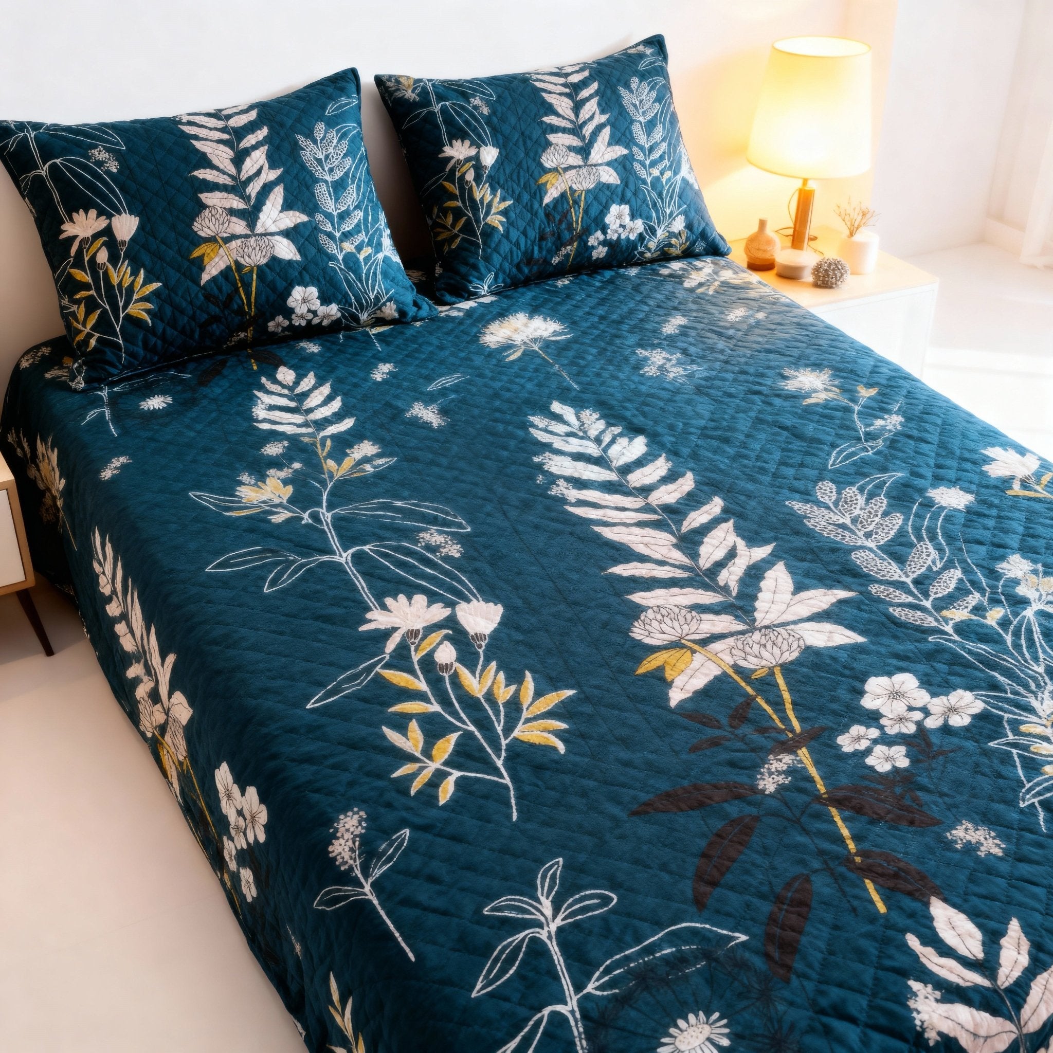 Double Bed | Quilted Pillows | Cotton - Shopurneeds