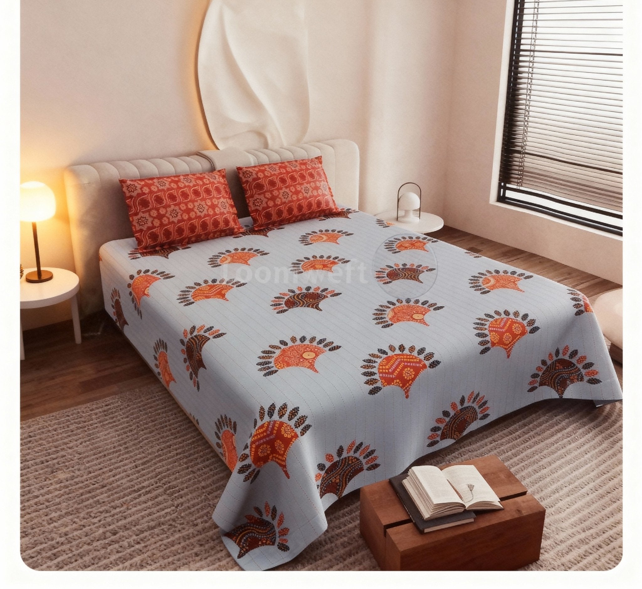 Loomweft | Bedsheet | Cotton | King | 108x108 inch | Free Shipping