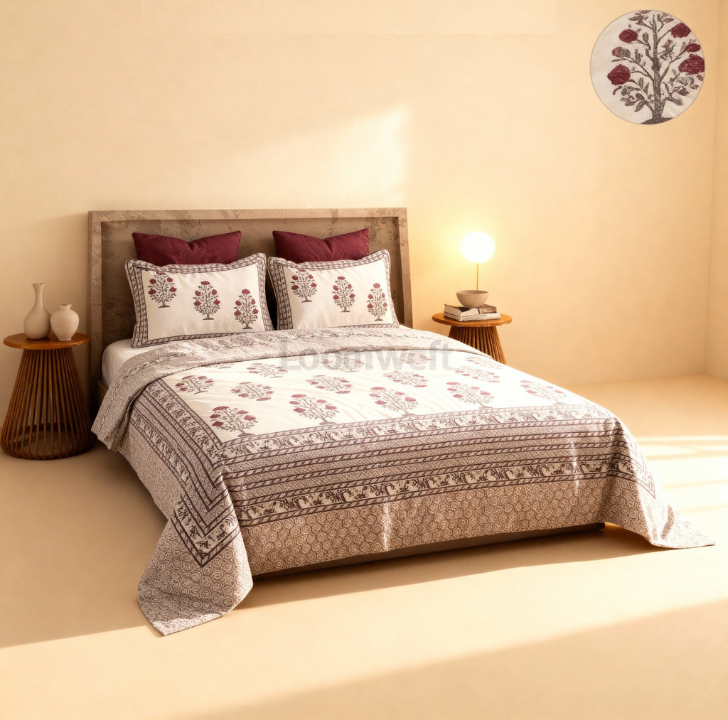 King Bed | Premium Cotton | Hand Block - Shopurneeds