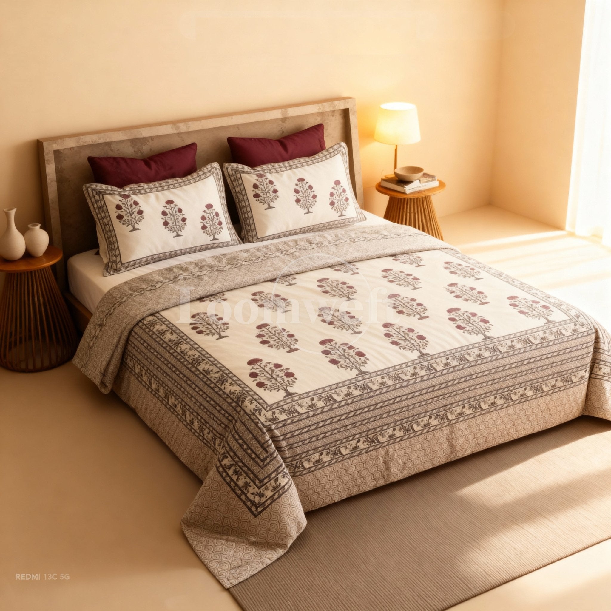 King Bed | Premium Cotton | Hand Block - Shopurneeds