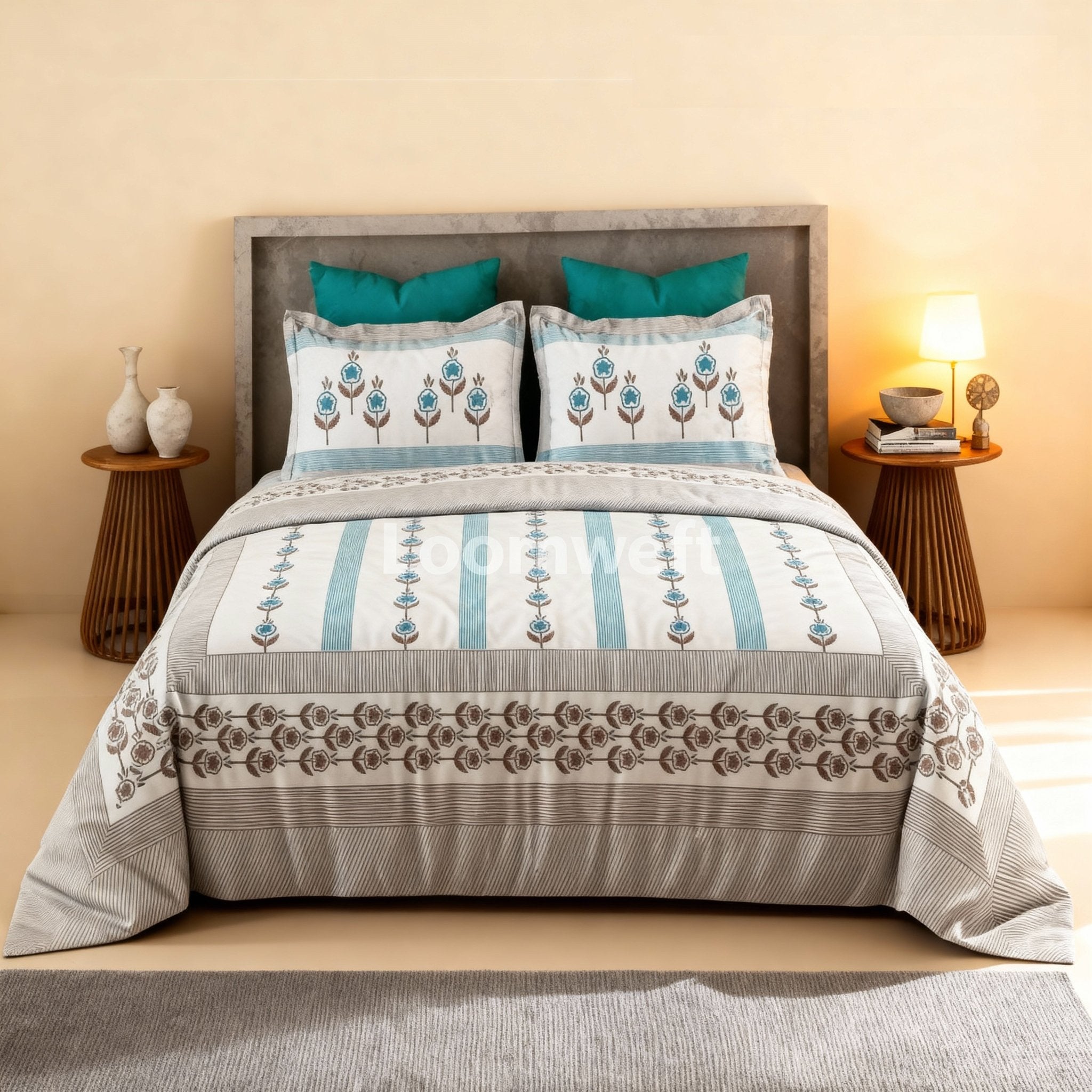 King Bed | Premium Cotton | Hand Block - Shopurneeds