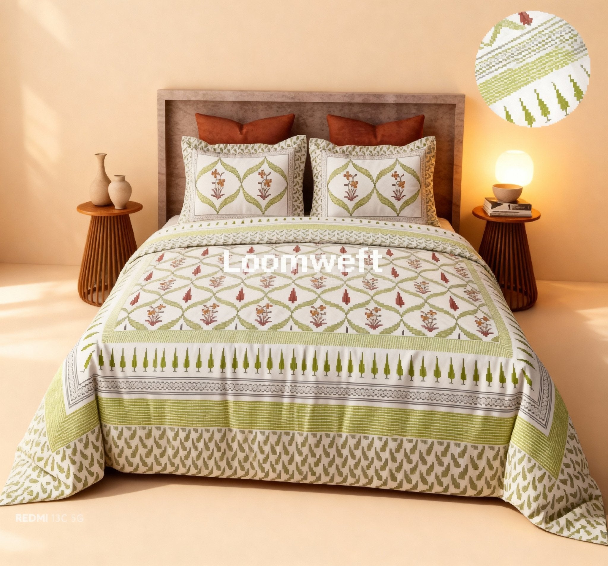 King Bed | Premium Cotton | Hand Block - Shopurneeds