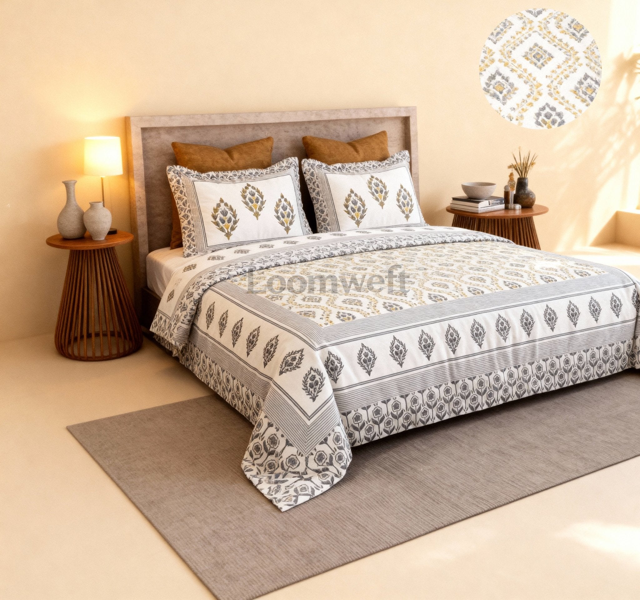 King Bed | Premium Cotton | Hand Block - Shopurneeds