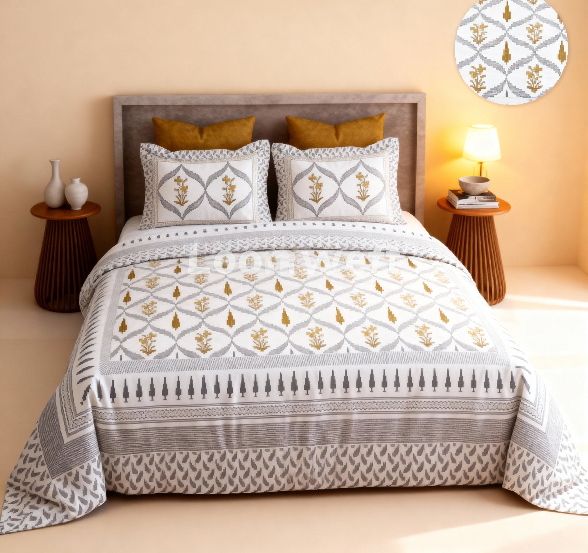 King Bed | Premium Cotton | Hand Block - Shopurneeds