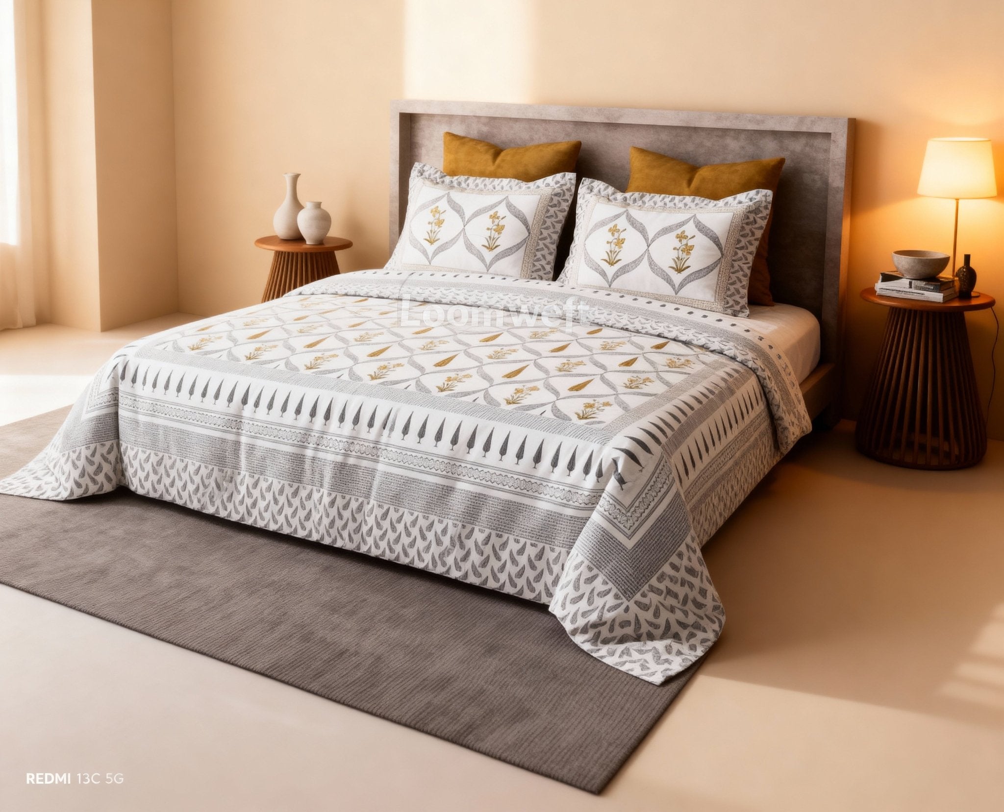 King Bed | Premium Cotton | Hand Block - Shopurneeds