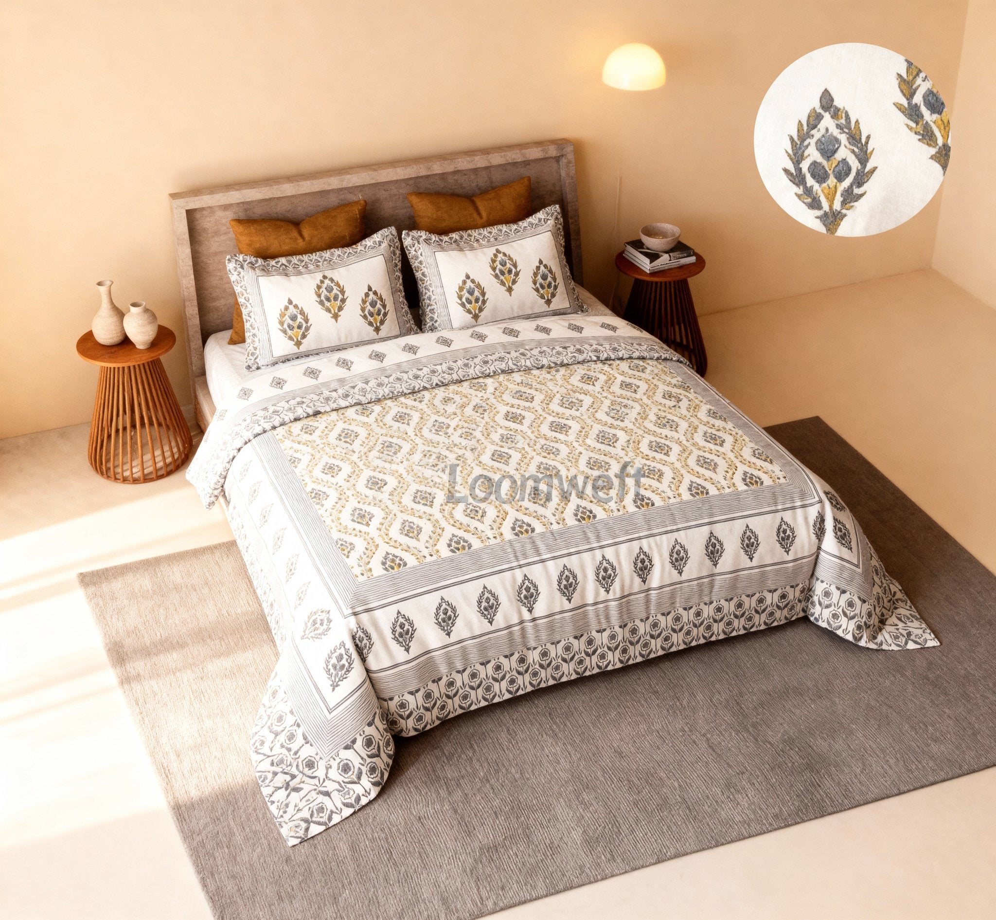 King Bed | Premium Cotton | Hand Block - Shopurneeds