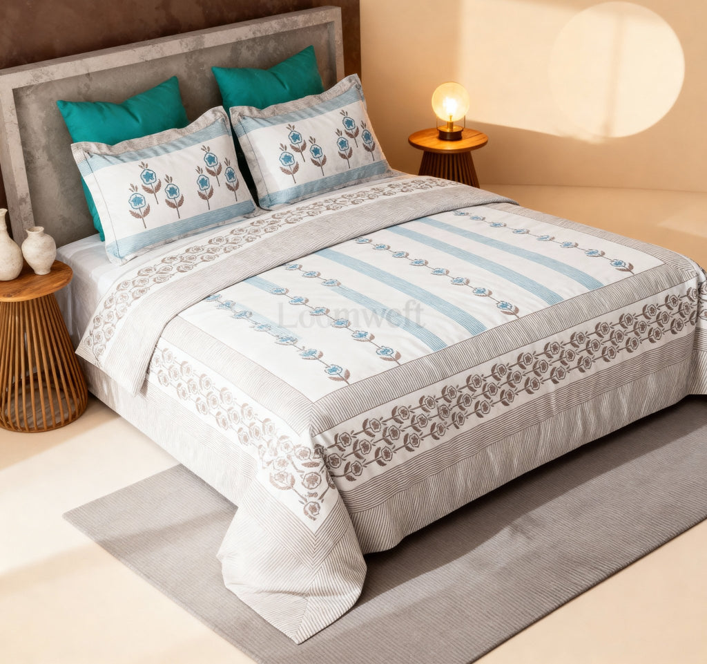 King Bed | Premium Cotton | Hand Block - Shopurneeds
