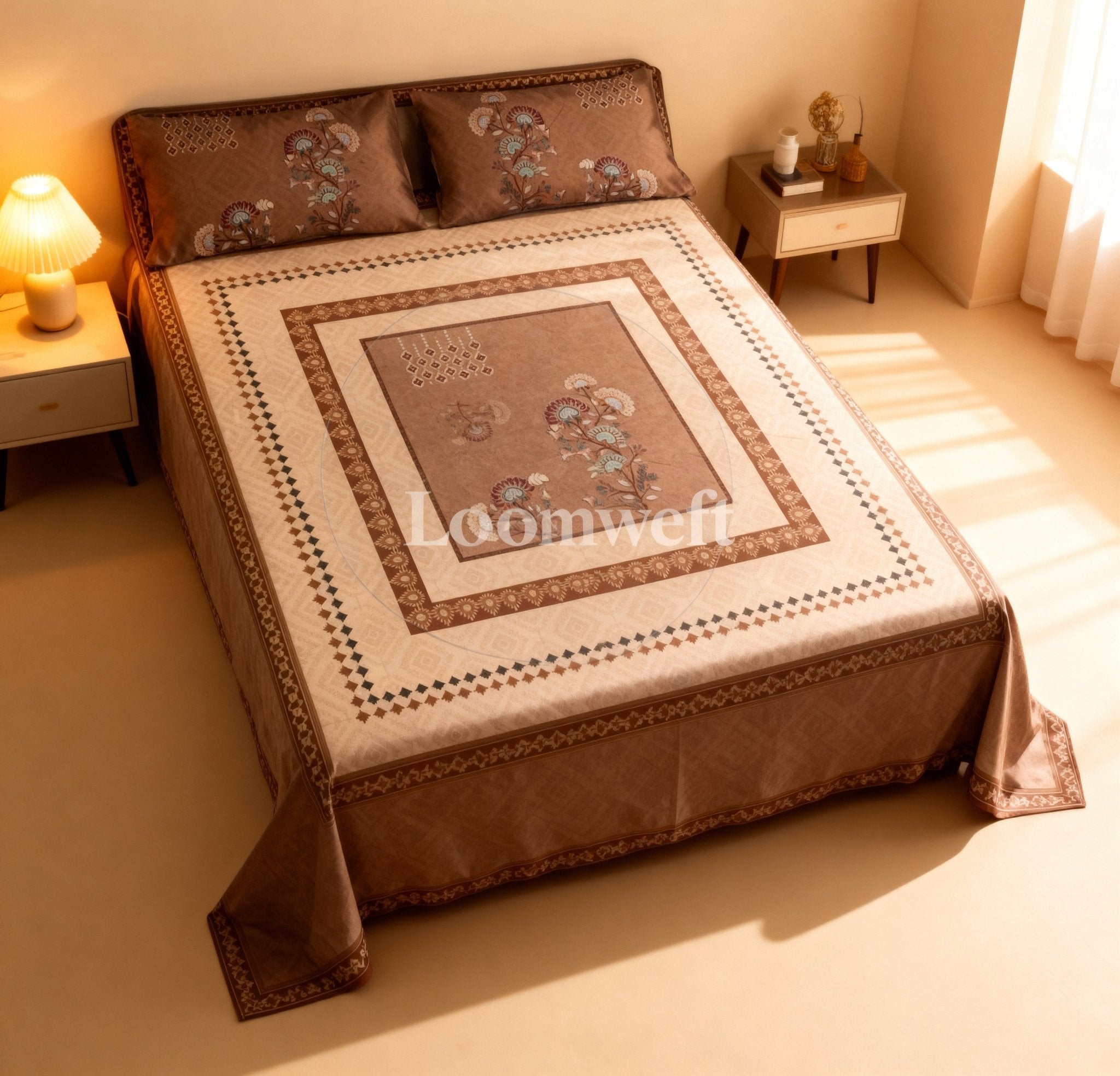 Loomweft | Bedsheet | Cotton | King | 108x108 inch | Free Shipping