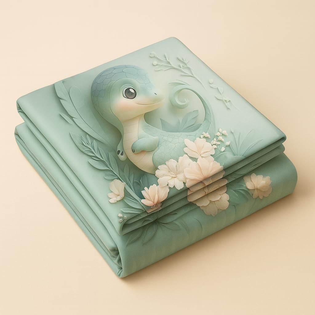 King Size Bed | 7D bedsheets | Glace Cotton | Baby Dino - Shopurneeds