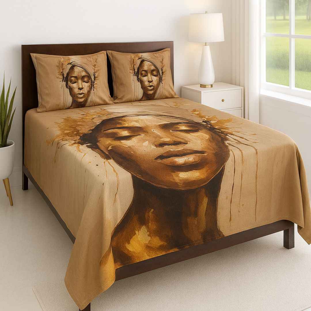 King Size Bed | 7D bedsheets | Glace Cotton | Cleopatra - Shopurneeds