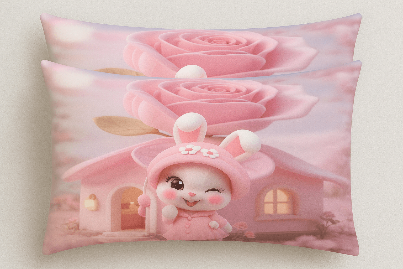 King Size Bed | 7D bedsheets | Glace Cotton | Kitty Wink - Shopurneeds