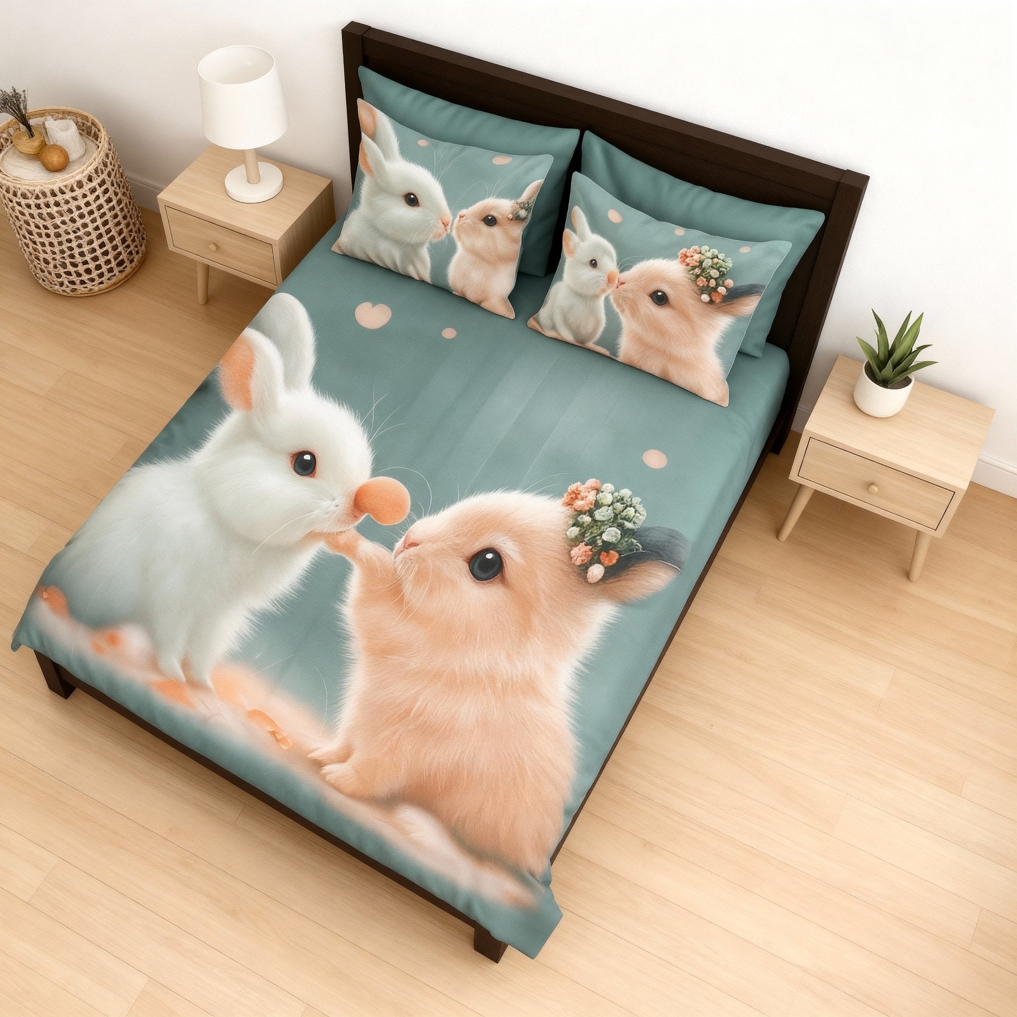 King Size Bed | 7D bedsheets | Glace Cotton | Rabbit - Shopurneeds