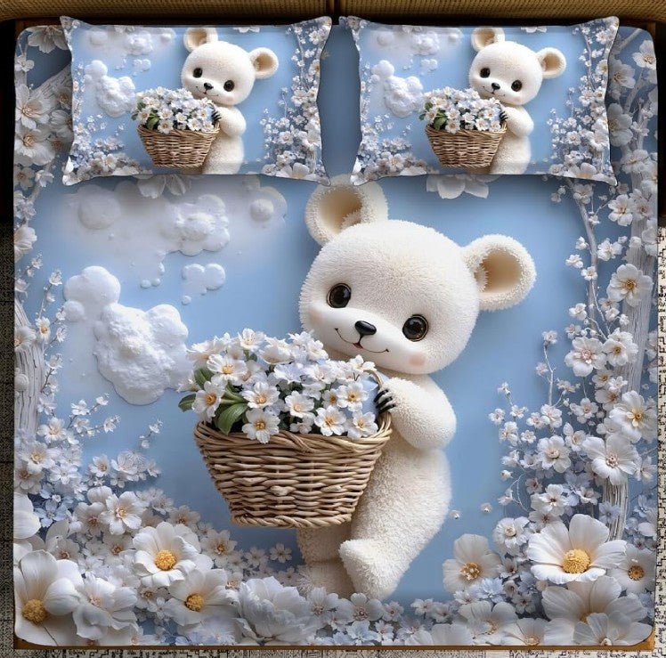 King Size Bed | 7D bedsheets | Glace Cotton | Squirrel - Shopurneeds