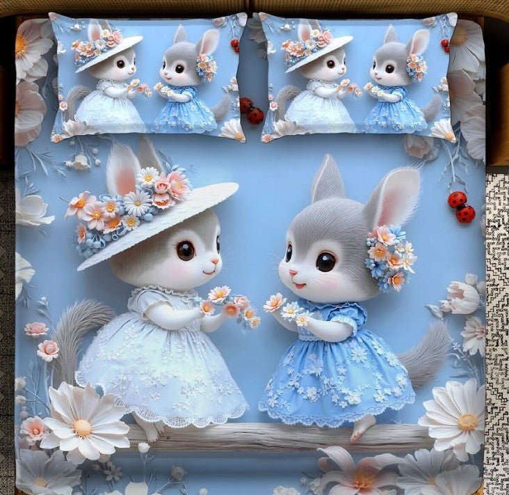 King Size Bed | 7D bedsheets | Glace Cotton | Squirrel - Shopurneeds