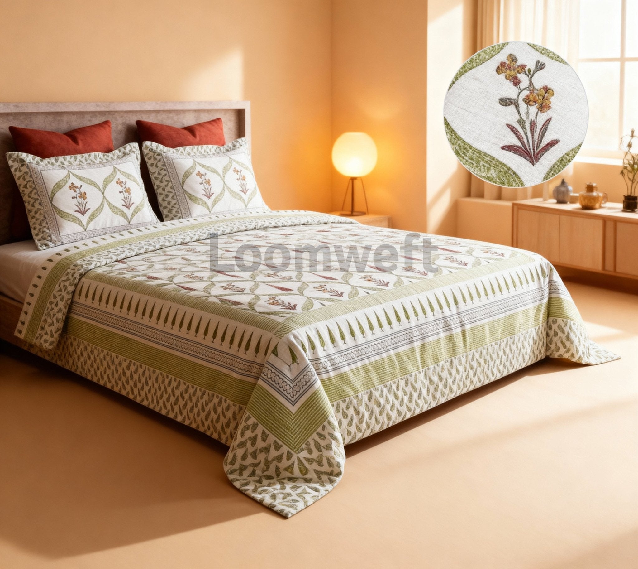 Loomweft | Bedsheet | Cotton | King | 108x108 inch | Free Shipping - Shopurneeds