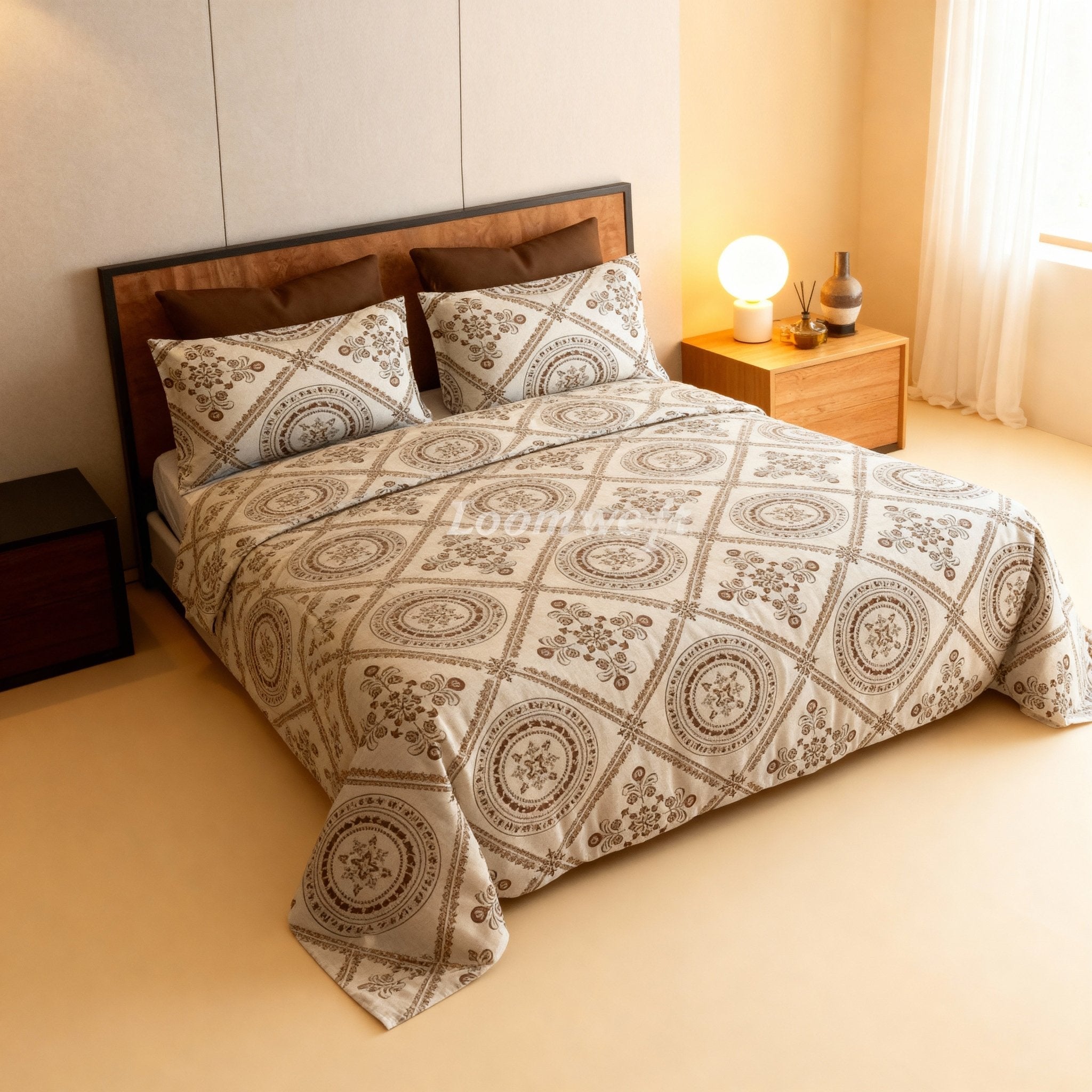 Loomweft | Bedsheet | Cotton | King | 108x108 inch | Free Shipping - Shopurneeds