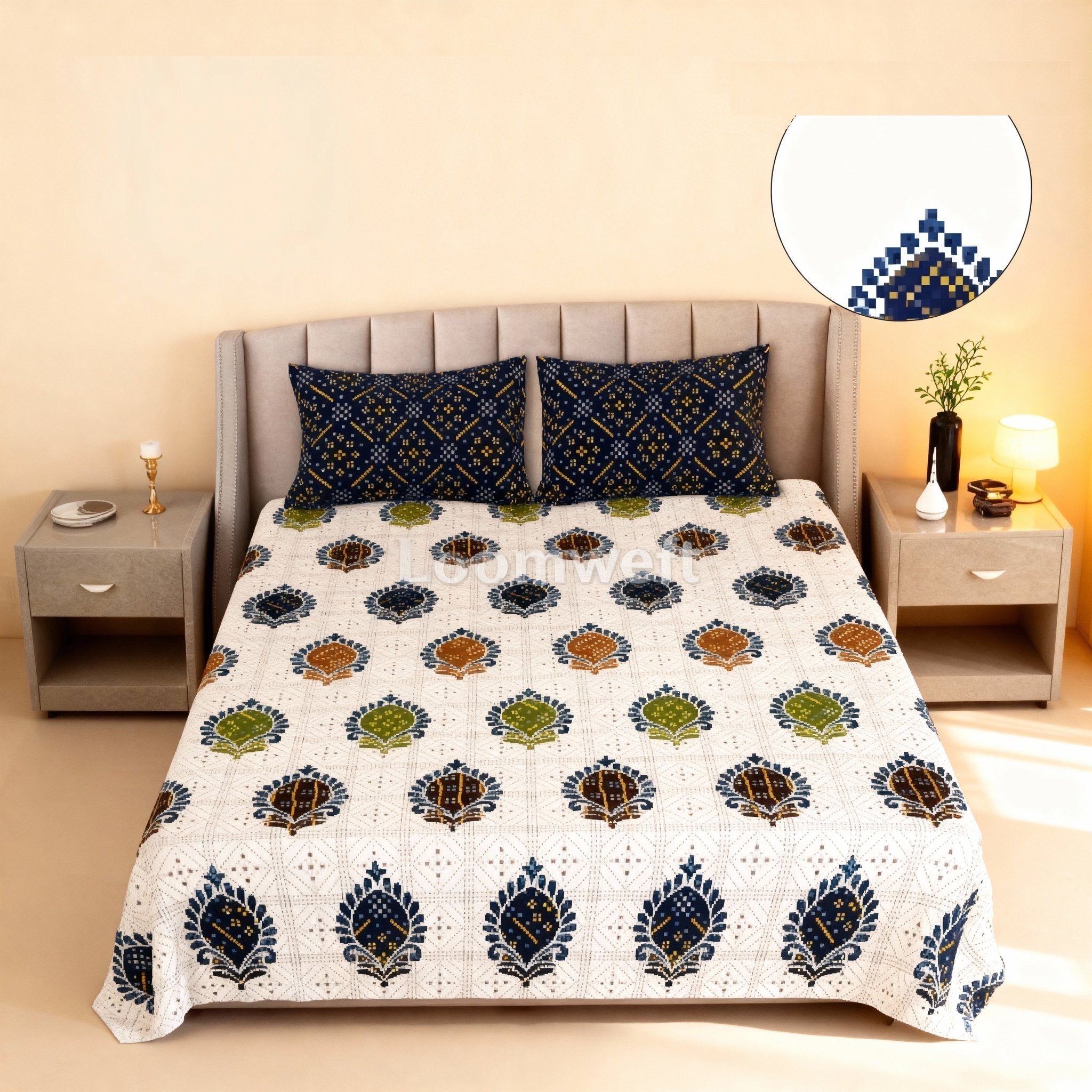 Loomweft | Bedsheet | Cotton | King | 108x108 inch | Free Shipping - Shopurneeds
