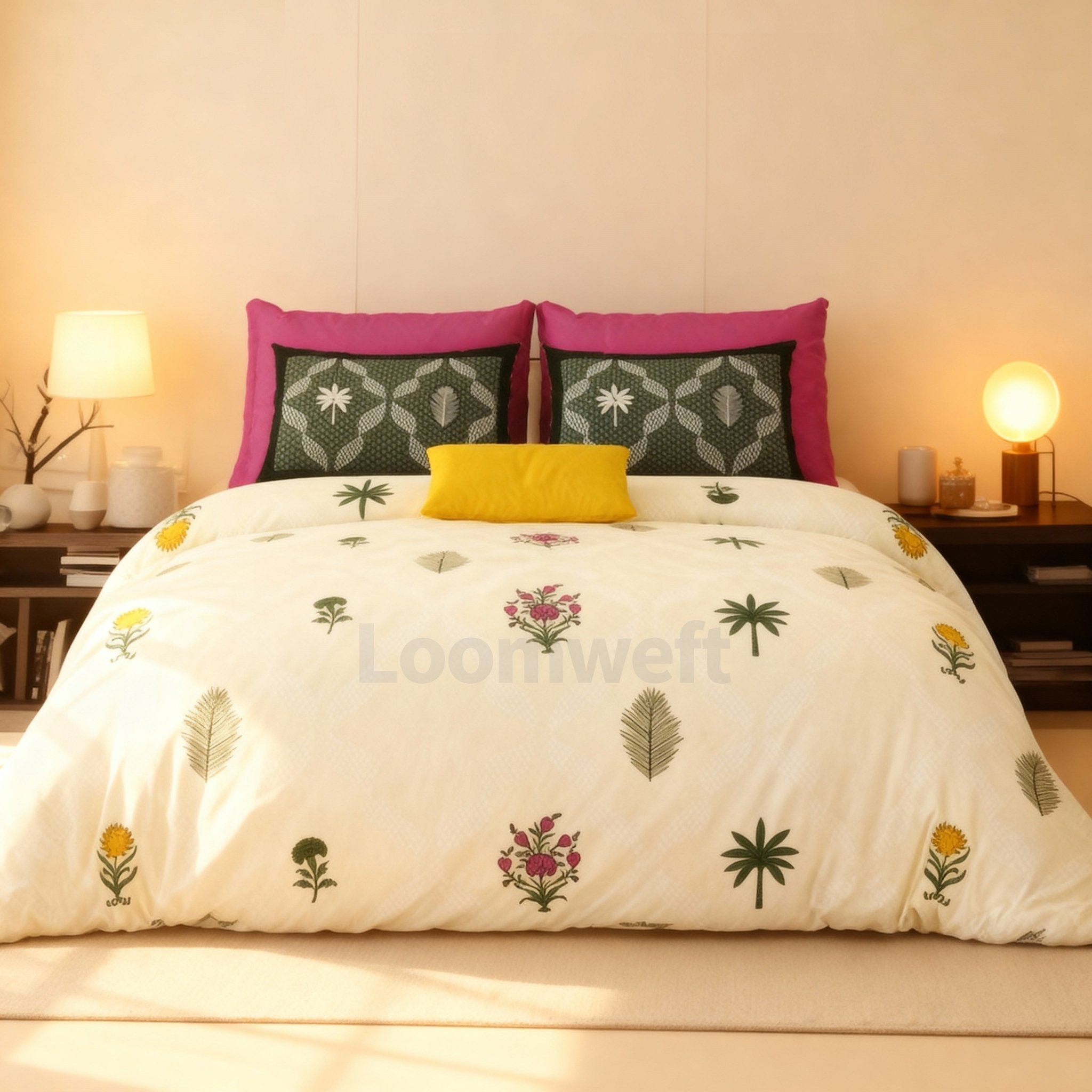 Loomweft | Bedsheet | Cotton | King | 108x108 inch | Free Shipping - Shopurneeds