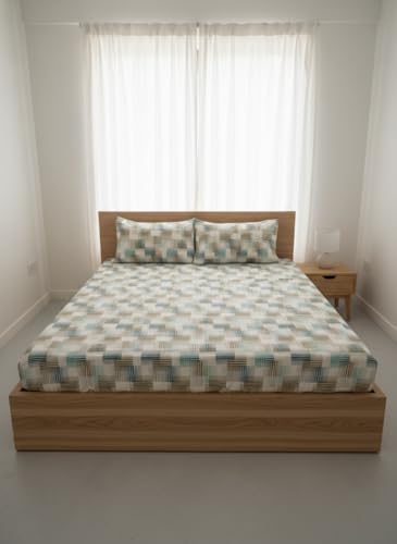 Loomweft | Bedsheets | Cotton | Double | 90x100 inch | Quilted Pillows | Double - Shopurneeds