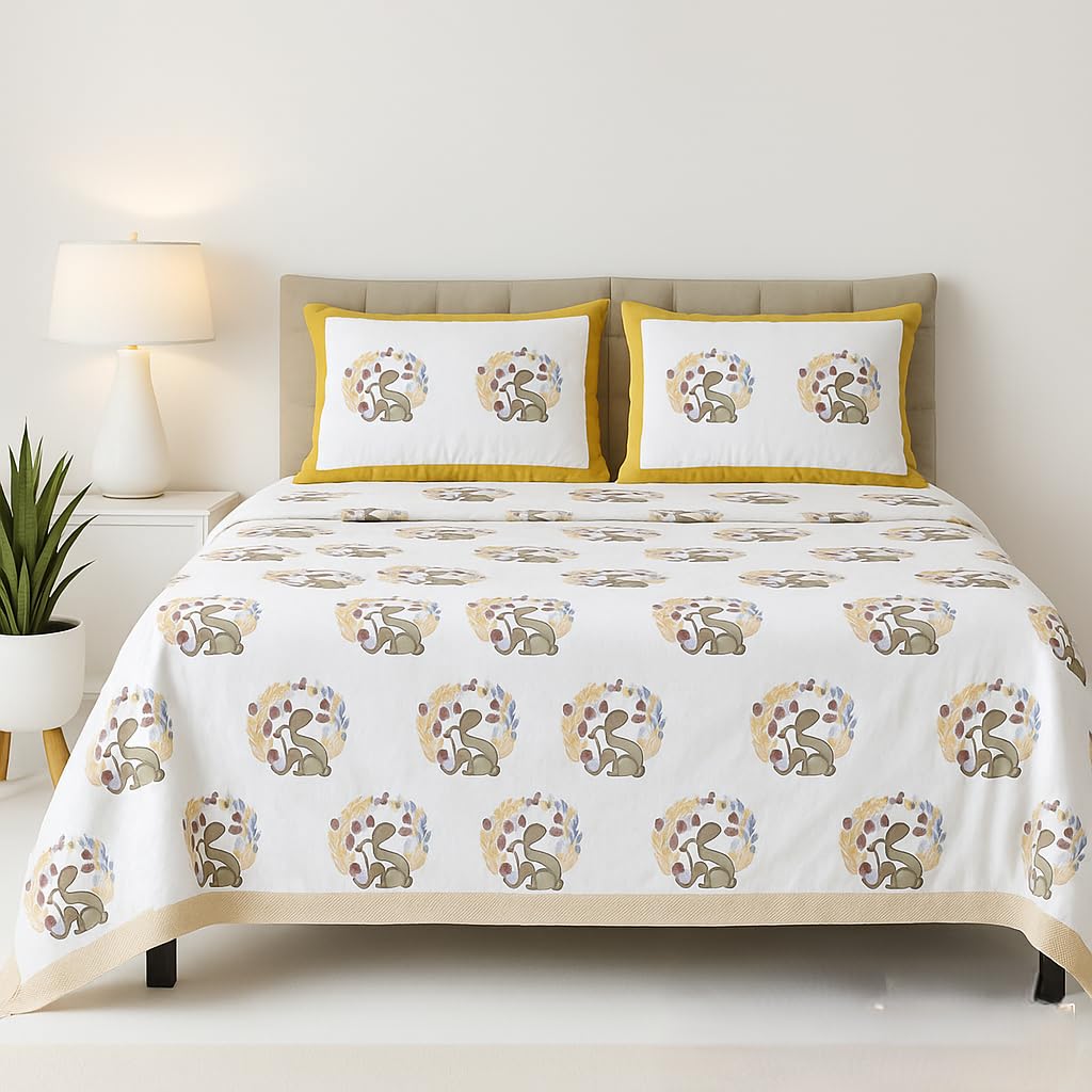 Loomweft | Bedsheets | Cotton | King | 108x108 inch | 100% cotton | Modern Jaipu - Shopurneeds