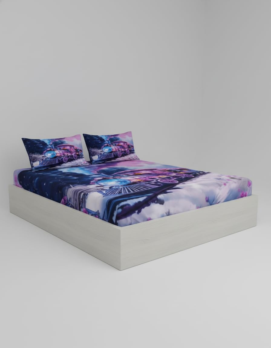 Loomweft | Bedsheets | Glace Cotton | Double | 90x100 inch | 7D | Premim | King - Shopurneeds