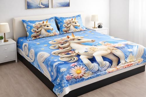 Loomweft | Bedsheets | Glace Cotton | King | 108x108 inch | 7D | Premim | King s - Shopurneeds