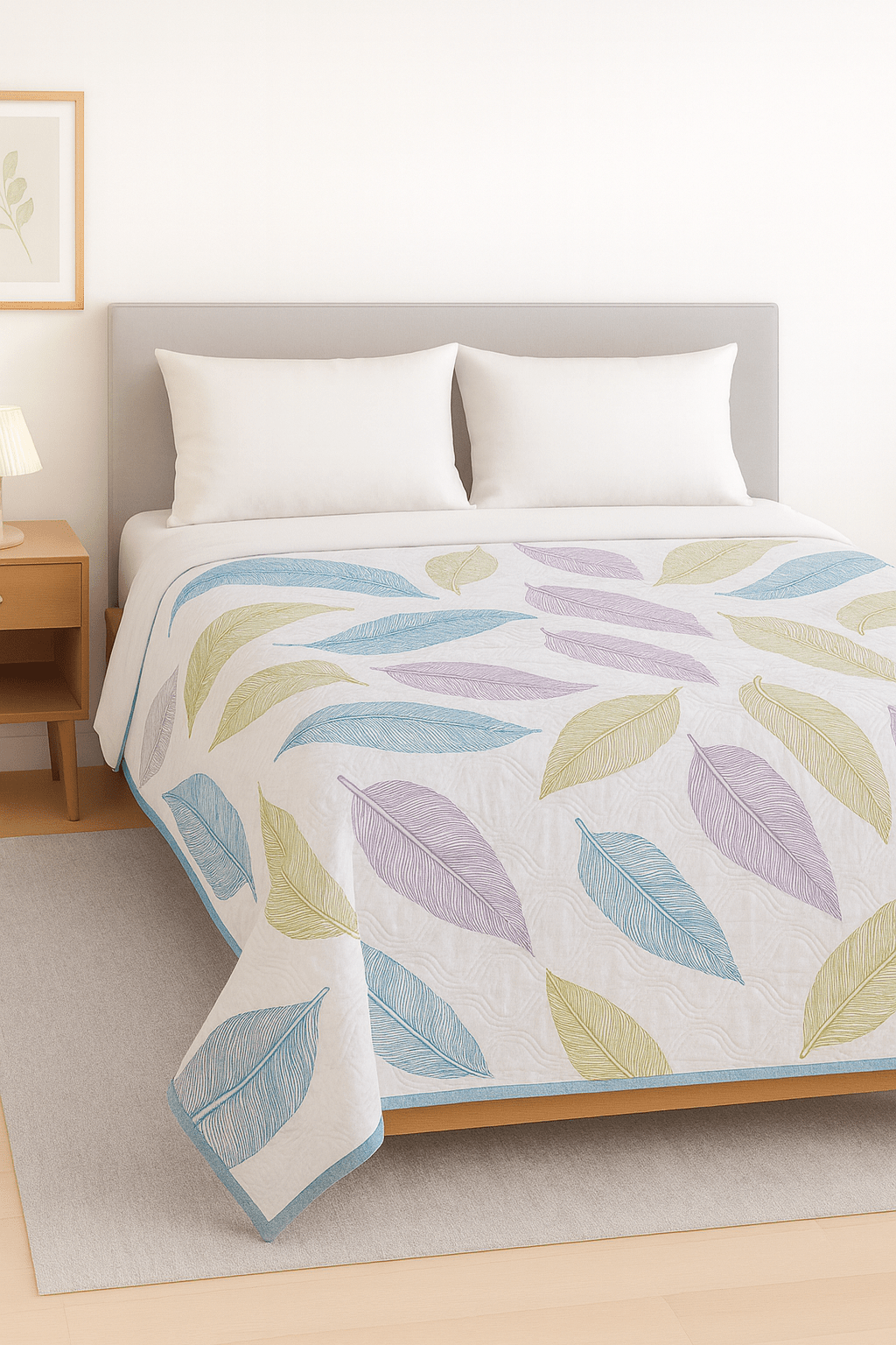 Premium Reversible Comforter | Soft, Lightweight & All - Season Quilt for Double | Big Leaf - Shopurneeds