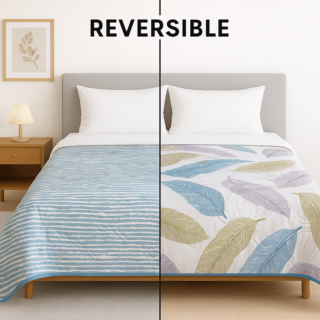 Premium Reversible Comforter | Soft, Lightweight & All - Season Quilt for Double | Big Leaf - Shopurneeds