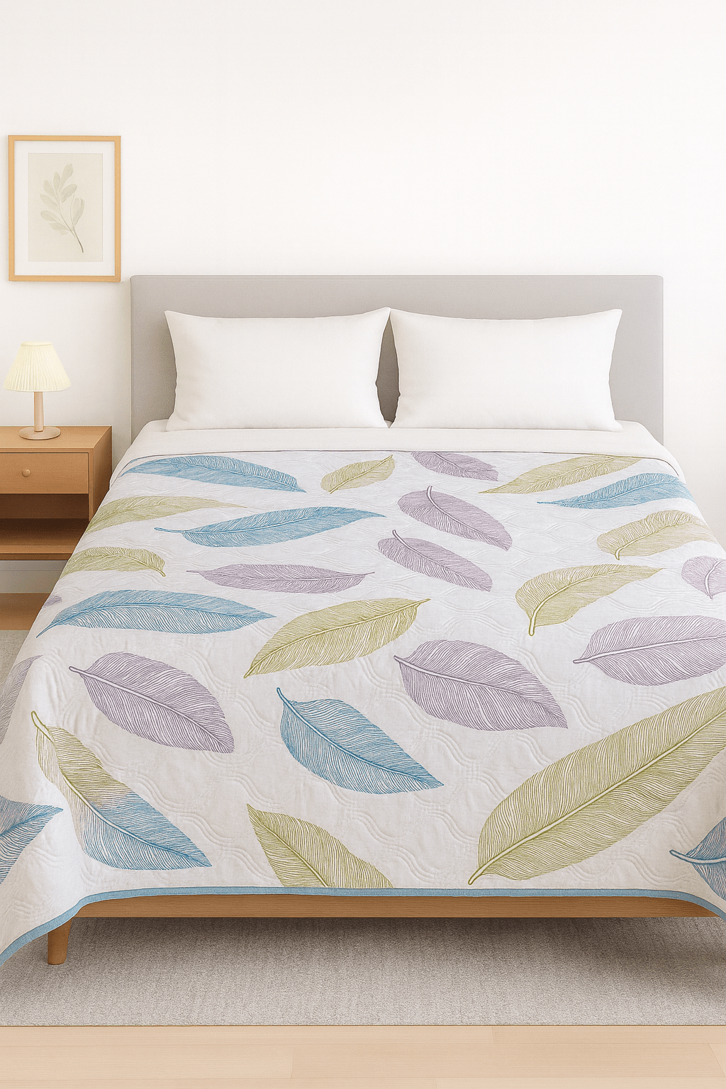 Premium Reversible Comforter | Soft, Lightweight & All - Season Quilt for Double | Big Leaf - Shopurneeds