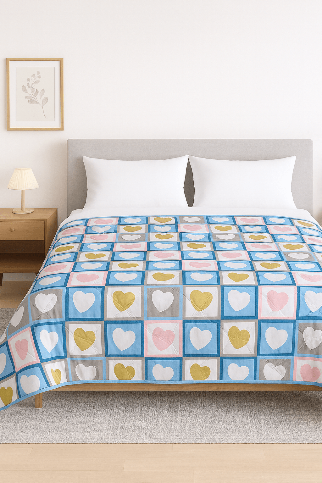 Premium Reversible Comforter | Soft, Lightweight & All - Season Quilt for Double | Heart - Shopurneeds