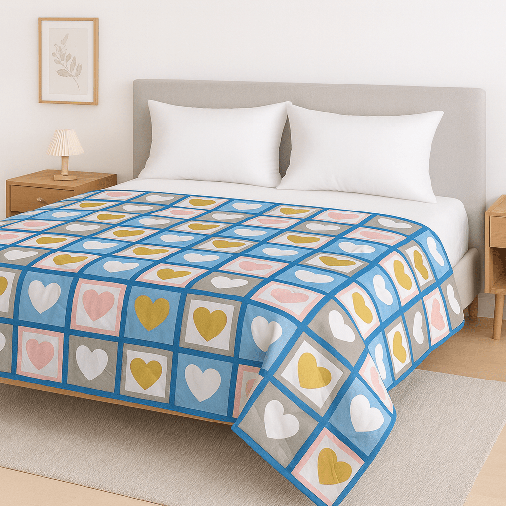 Premium Reversible Comforter | Soft, Lightweight & All - Season Quilt for Double | Heart - Shopurneeds