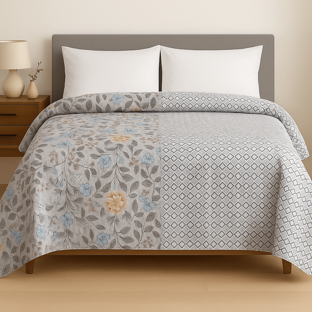Premium Reversible Comforter | Soft, Lightweight & All - Season Quilt for Double | Warm Floral - Shopurneeds