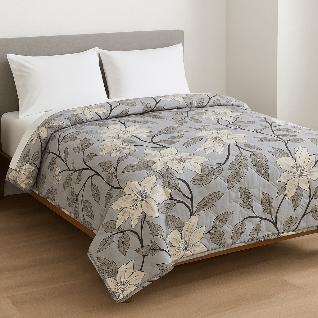 Premium Reversible Comforter | Soft, Lightweight & All - Season Quilt for Double | Warm Grey - Shopurneeds